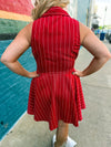 Red Striped Button Down Dress