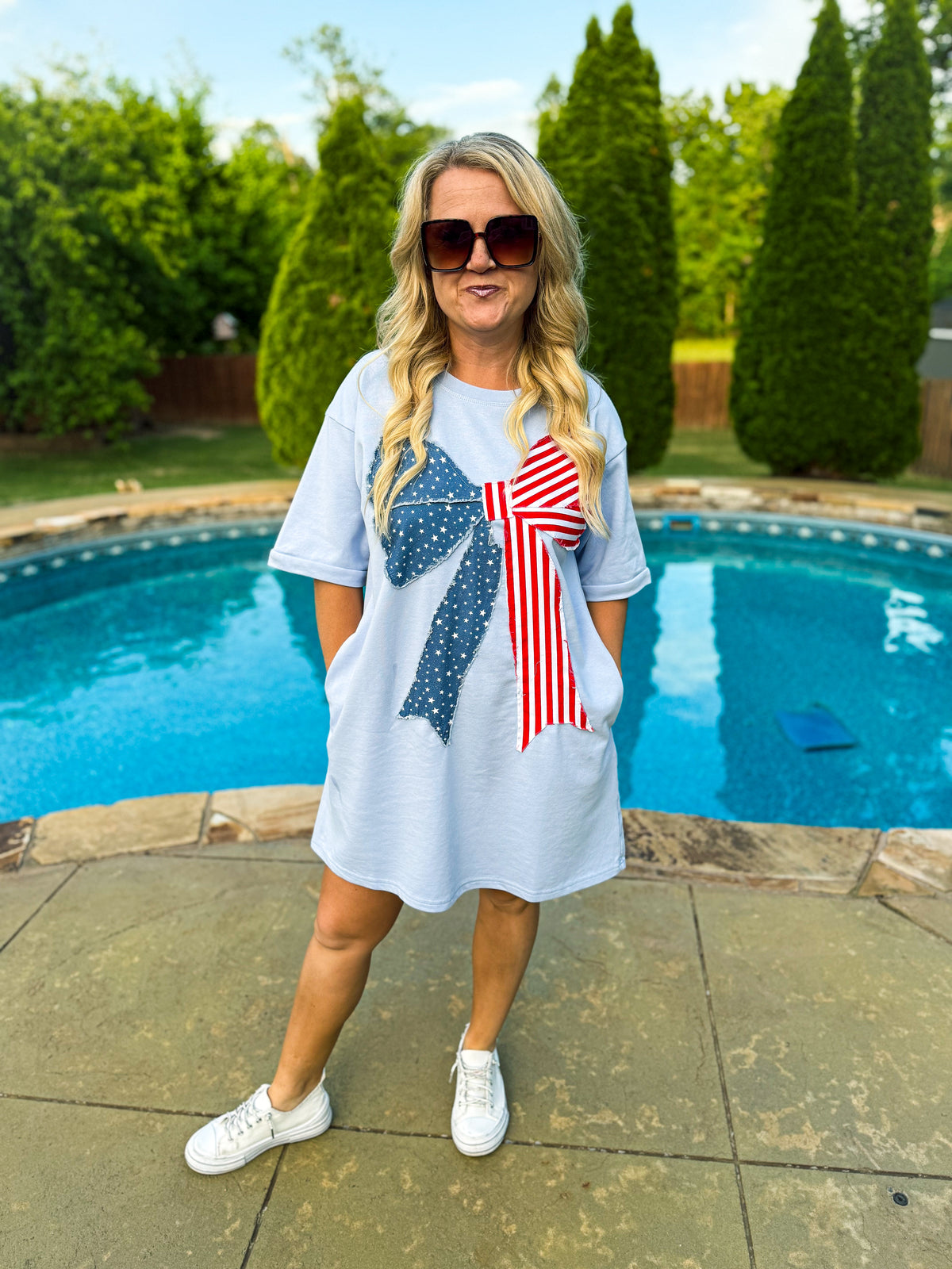 Blue American Flag Bow Dress