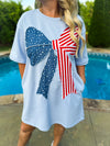 Blue American Flag Bow Dress