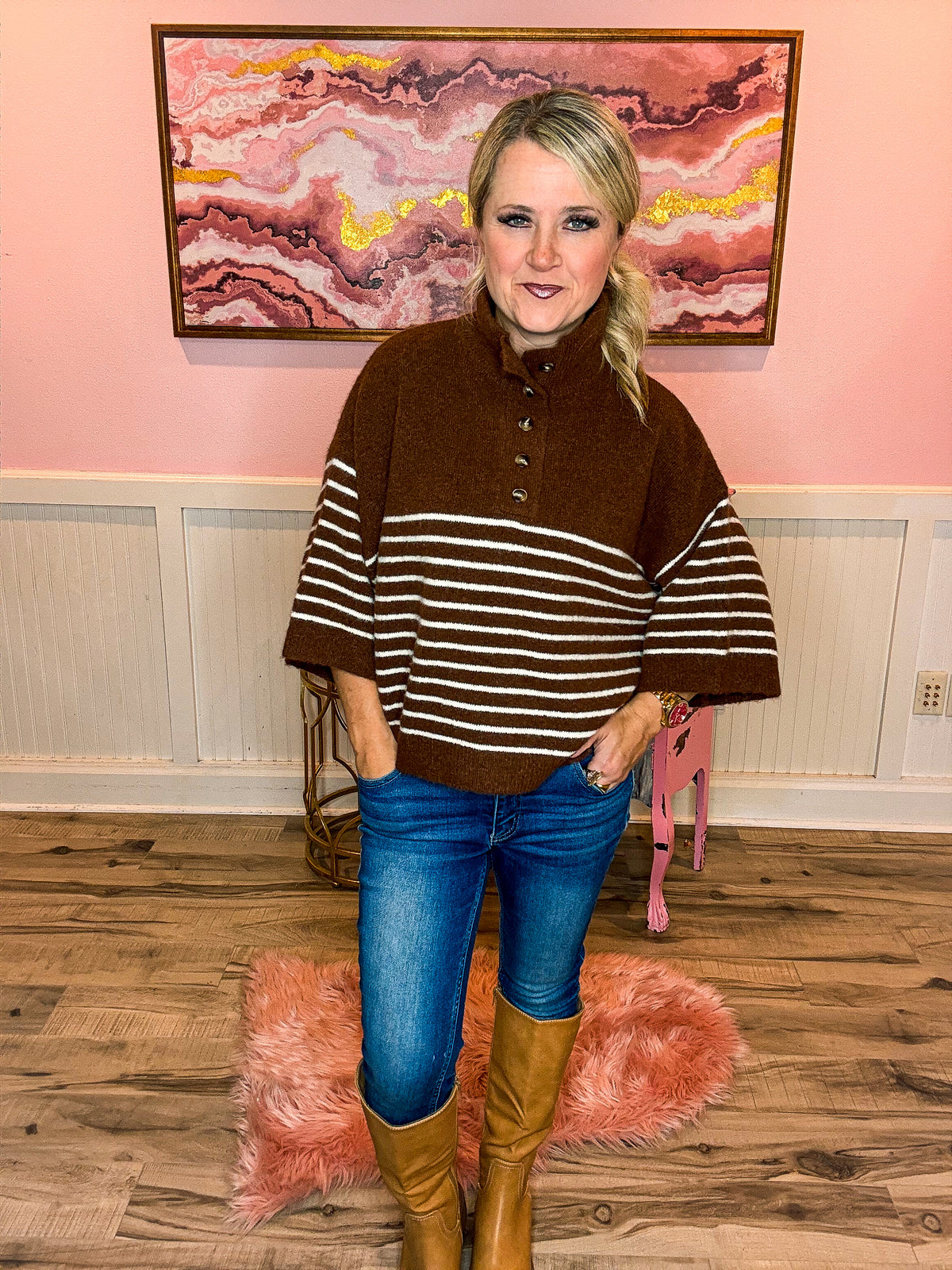 Brown Striped Entro Sweater