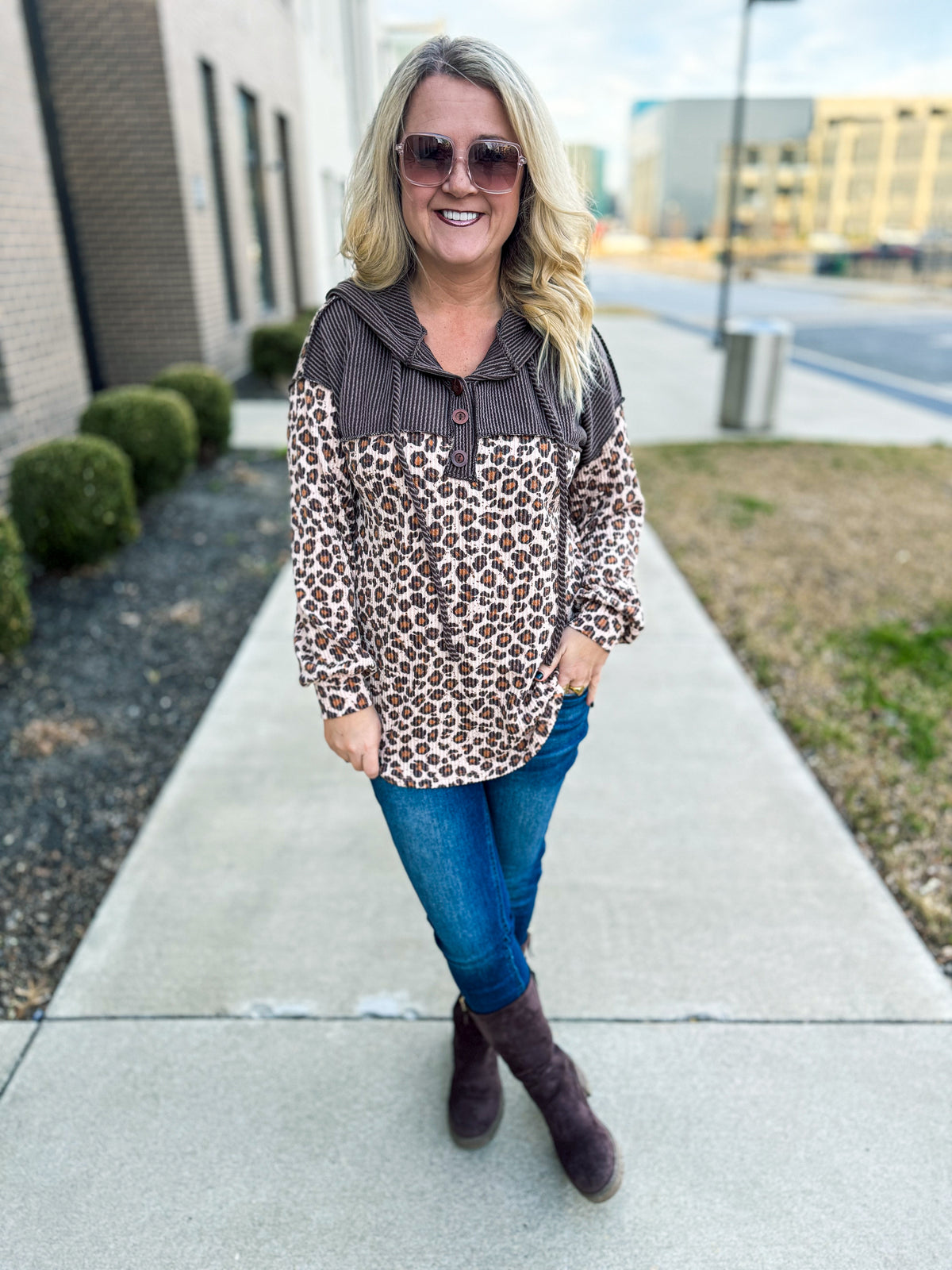 Leopard Drawstring Hoodie