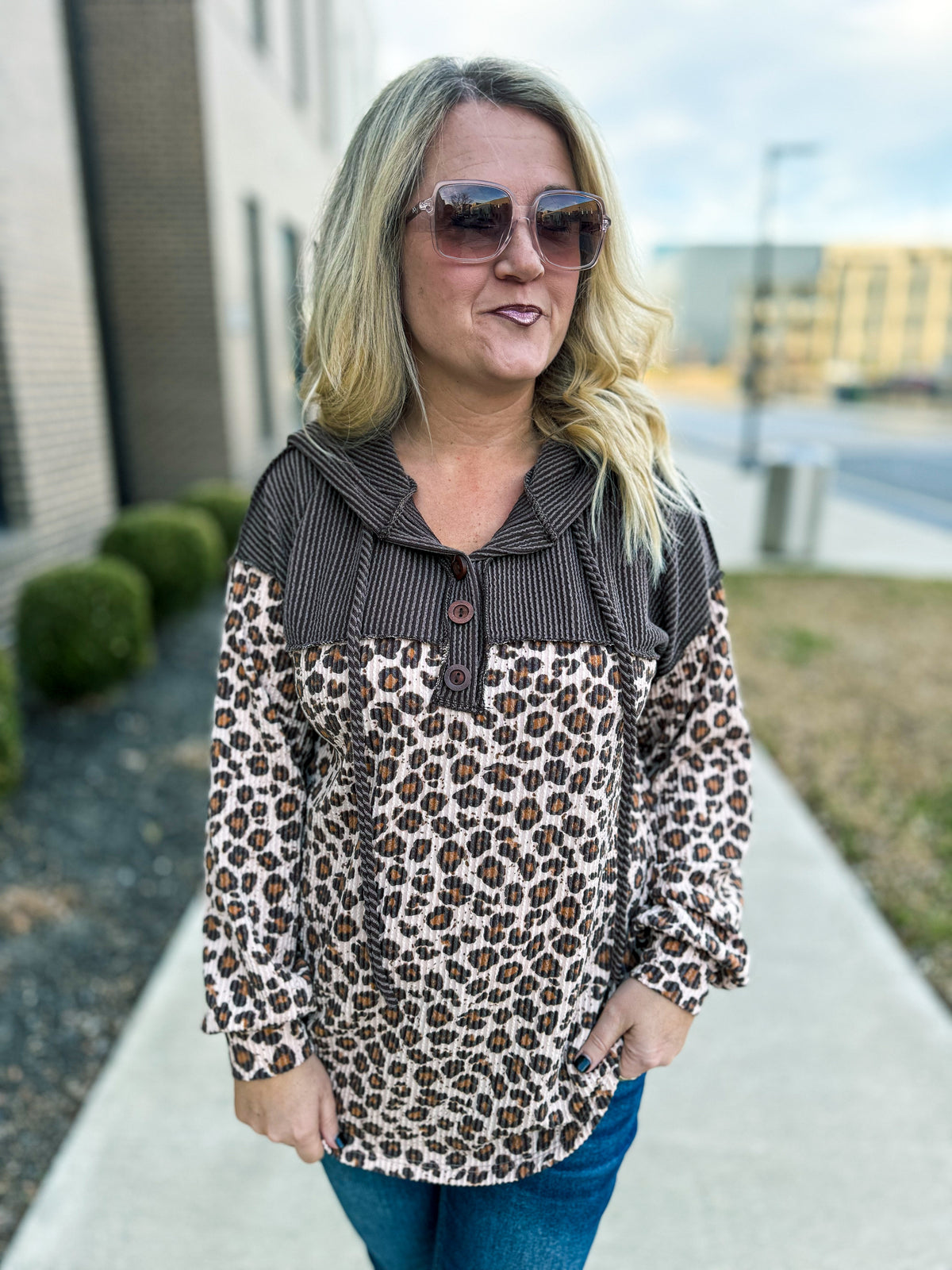 Leopard Drawstring Hoodie