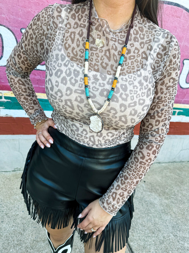 Leopard Mesh Top
