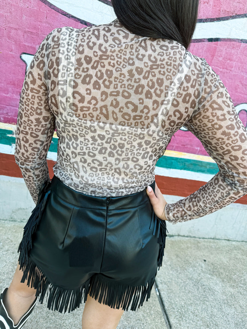 Leopard Mesh Top