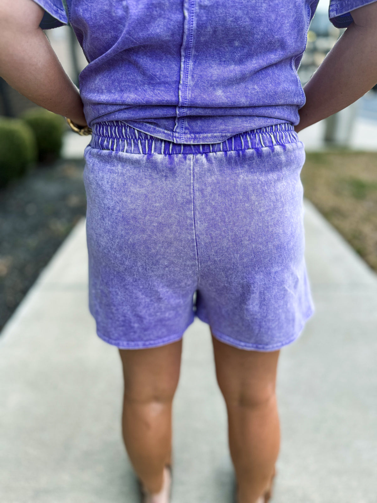 Washed Short Sleeve Set-Purple