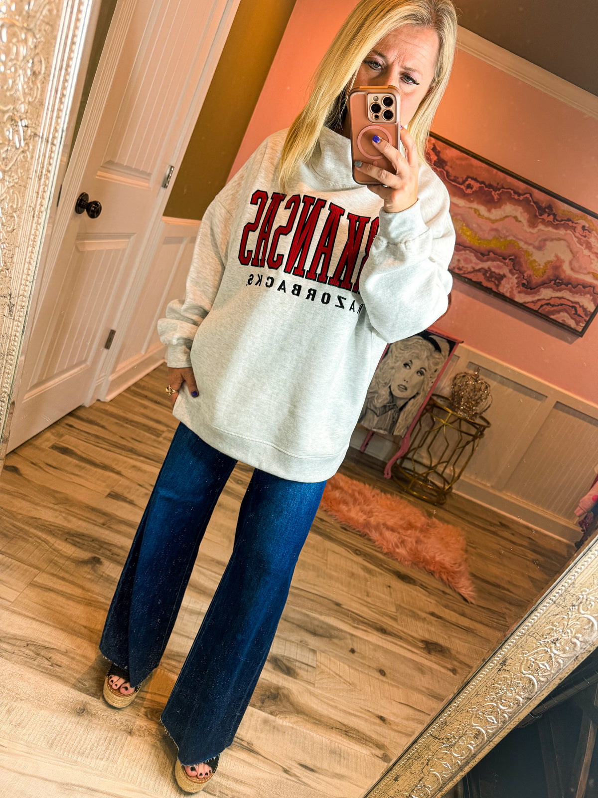Arkansas Mockneck Pullover-Gray