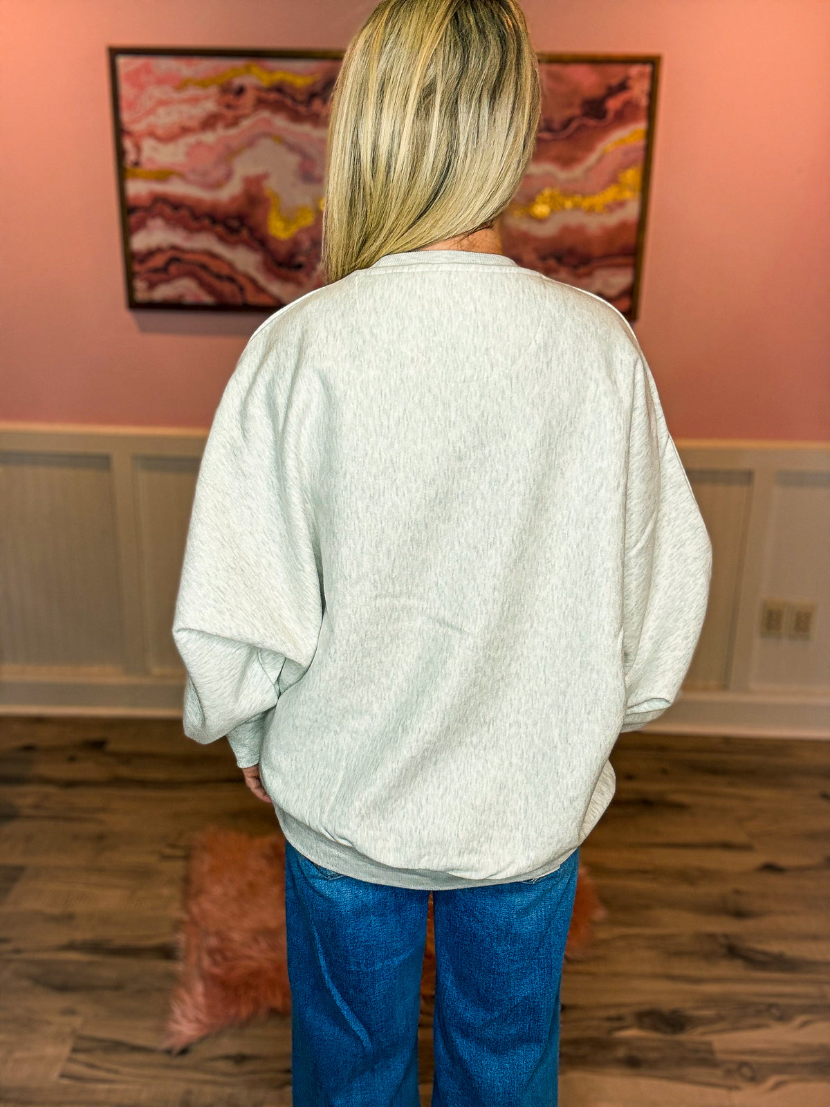 Arkansas Embroidered Pullover-Gray