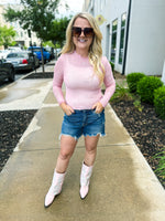 Pink Bow Mesh Top