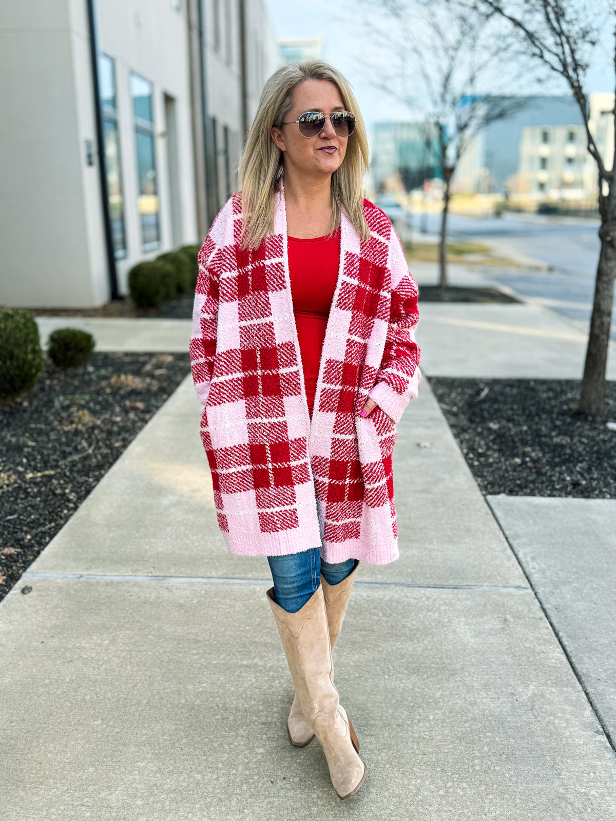 Valentines Cloud Cardigan-Plaid