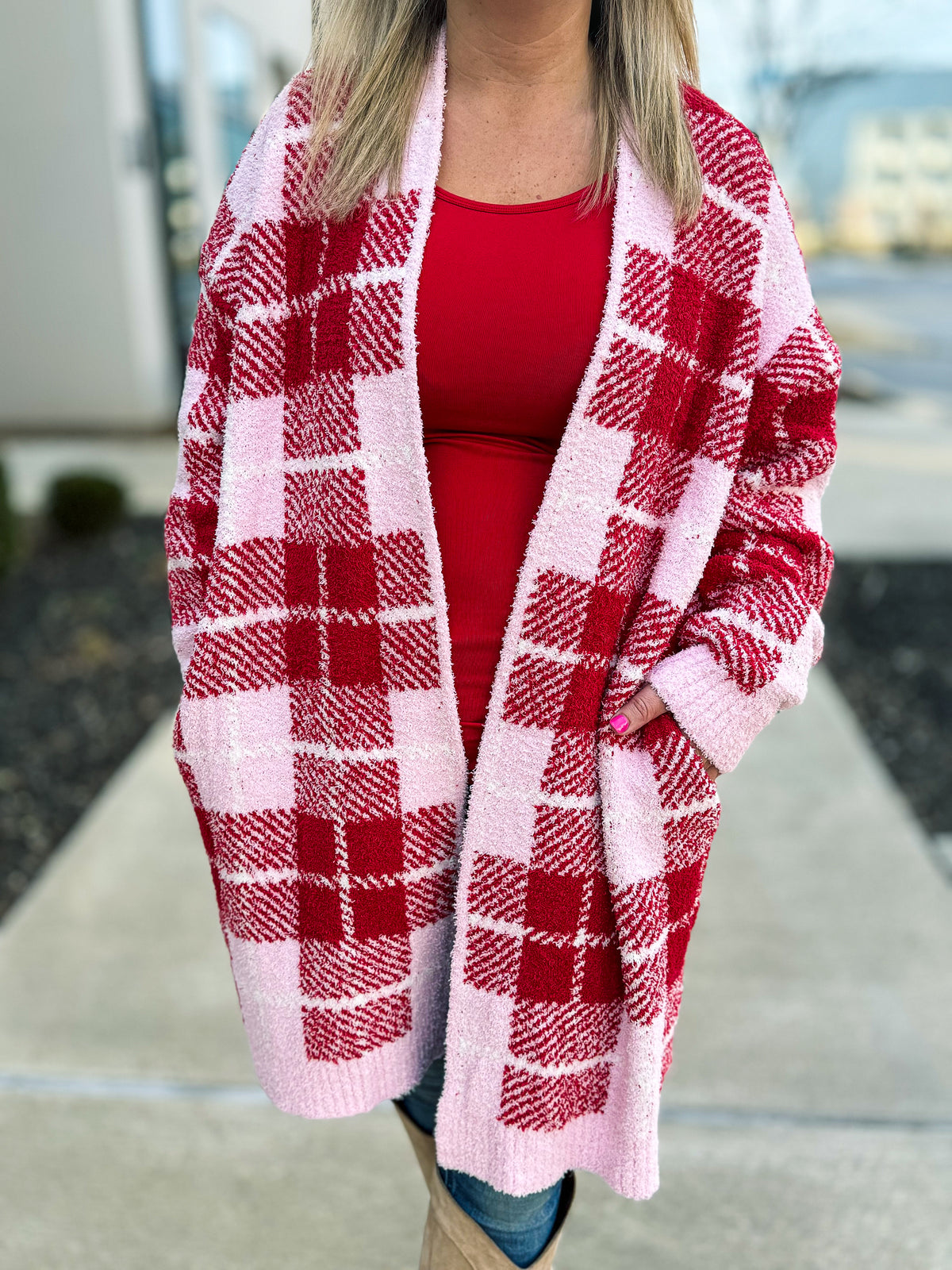 Valentines Cloud Cardigan-Plaid