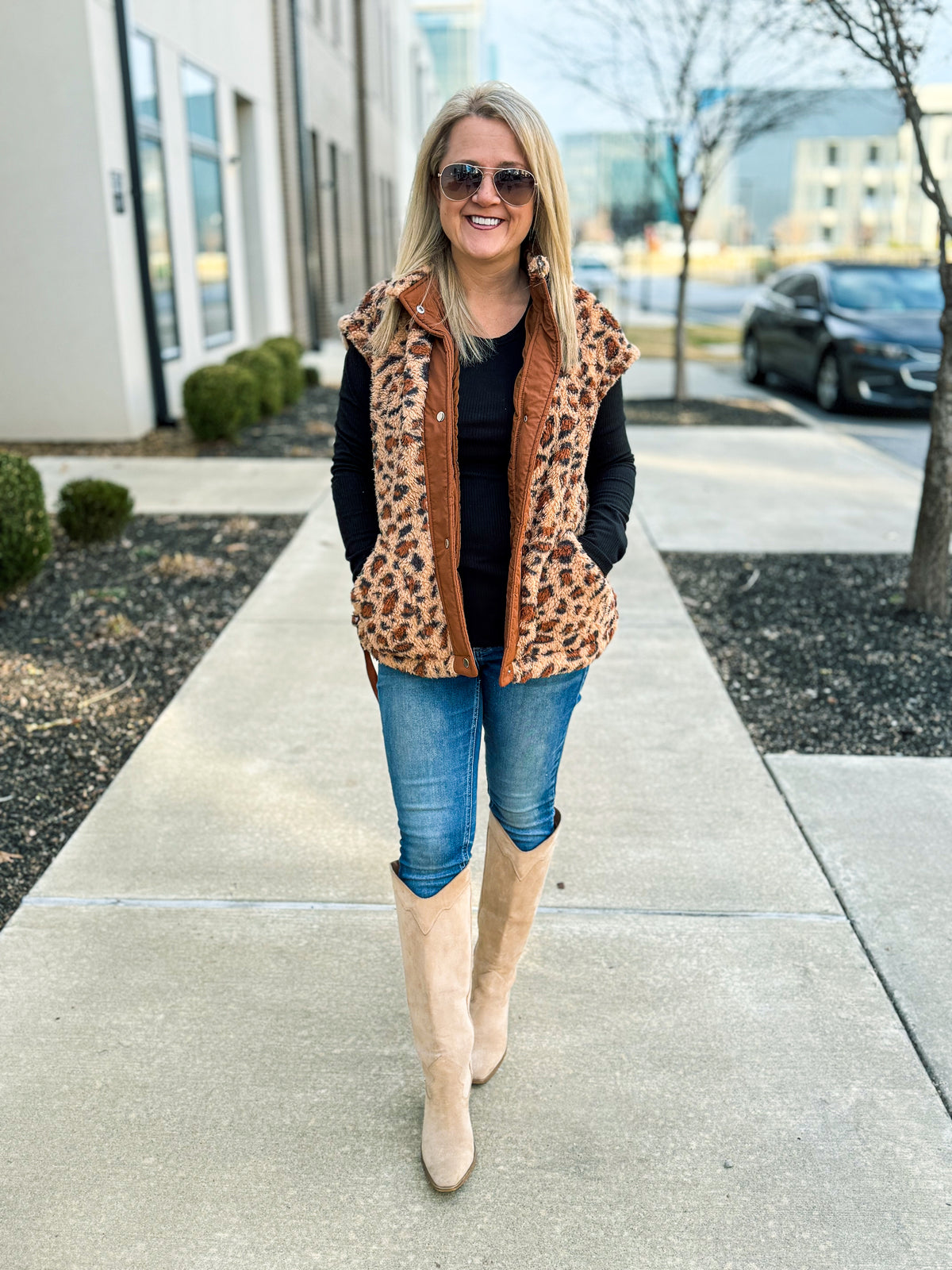 Leopard Sherpa Vest