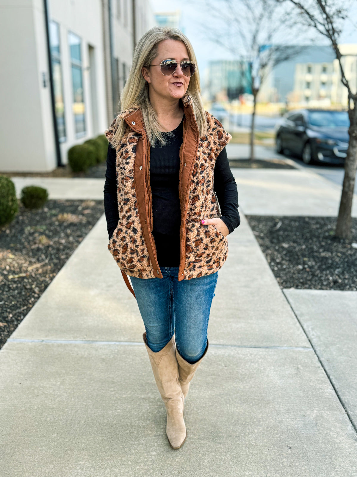 Leopard Sherpa Vest