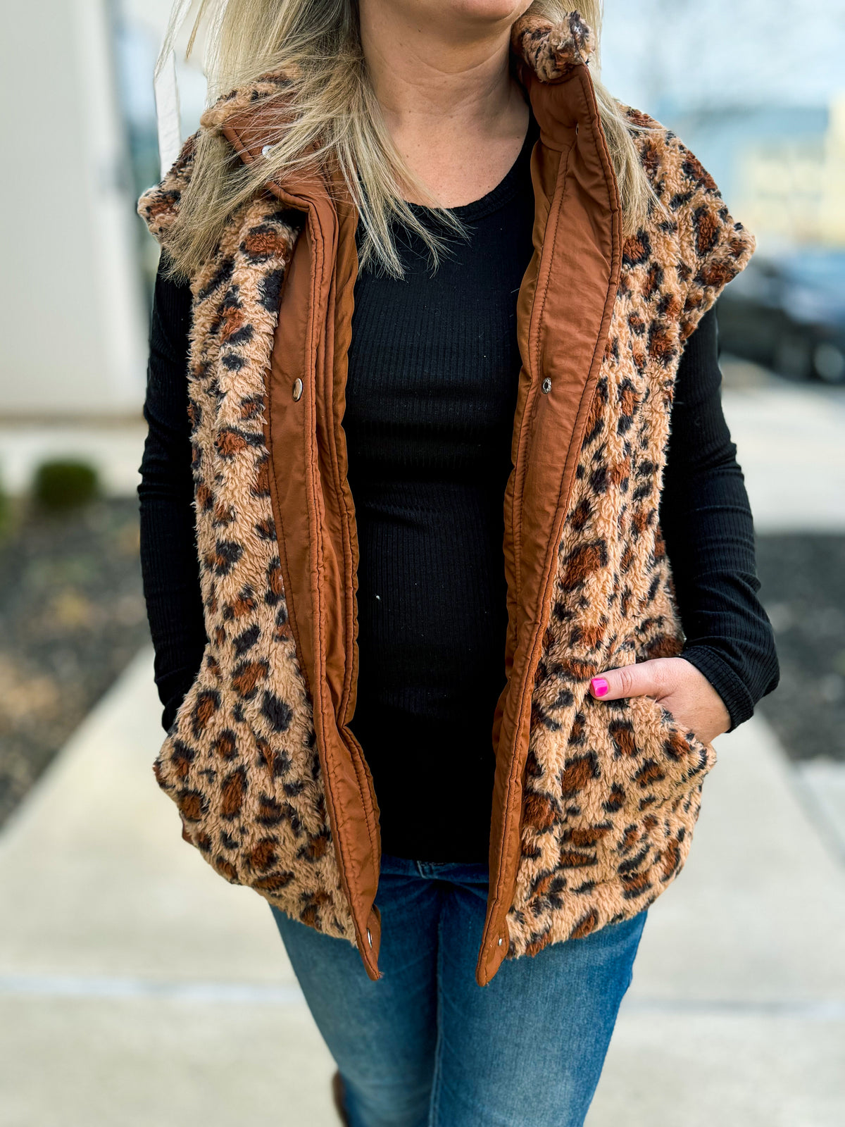 Leopard Sherpa Vest