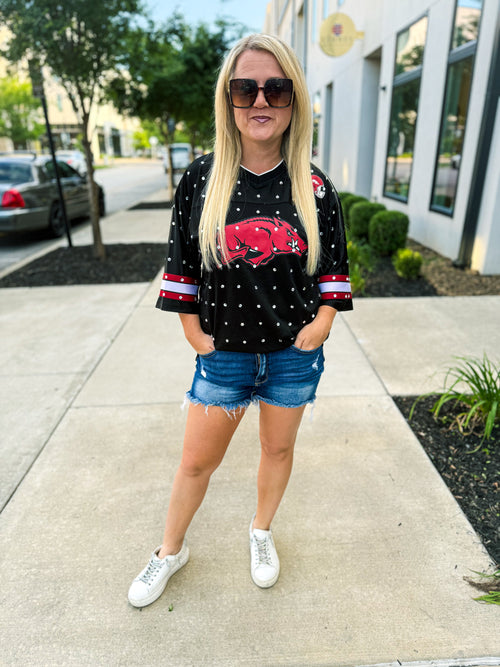 Black Razorback Rhinestone Jersey