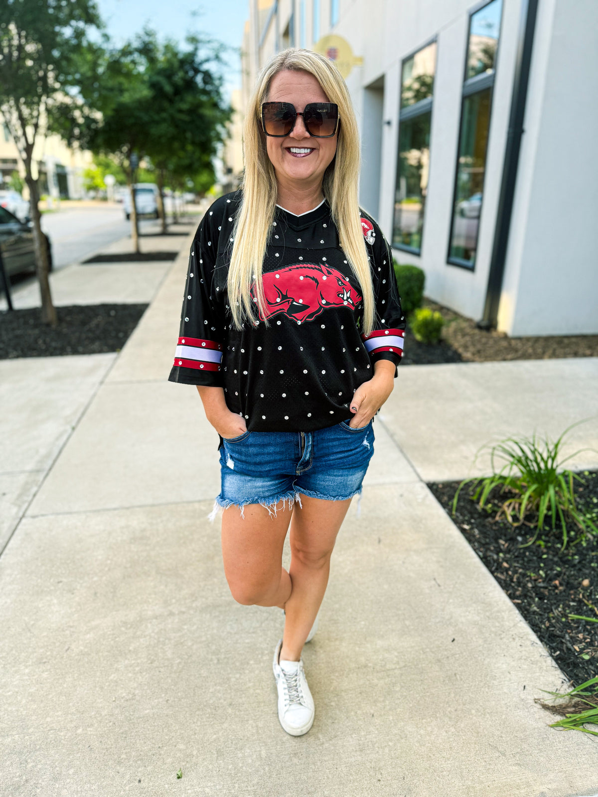 Black Razorback Rhinestone Jersey