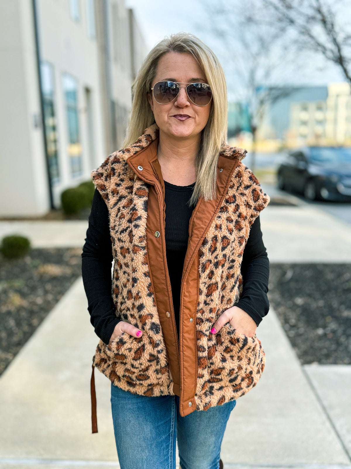 Leopard Sherpa Vest