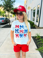 Blue American Flag Bow Tee