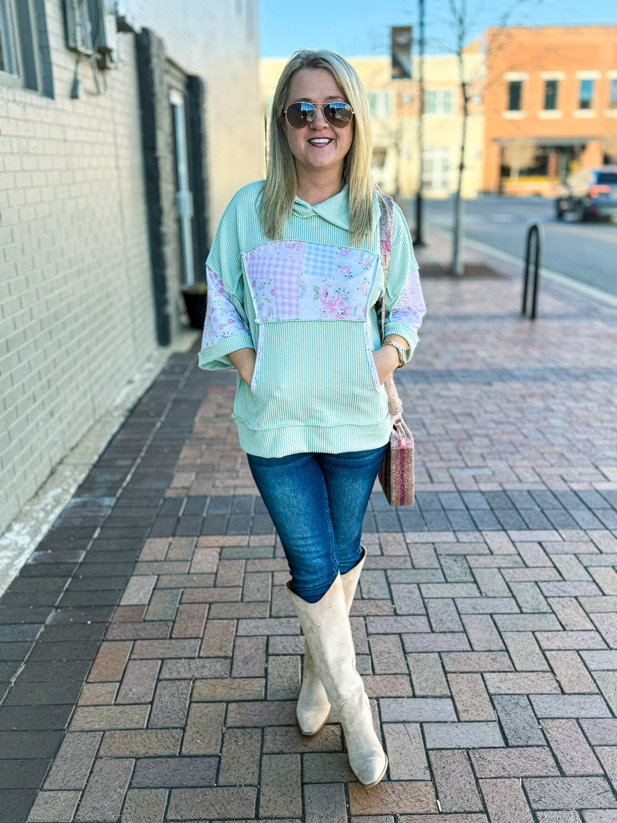 Green Patchwork Hoodie