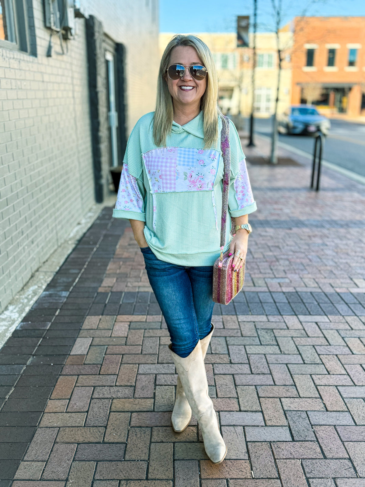 Green Patchwork Hoodie