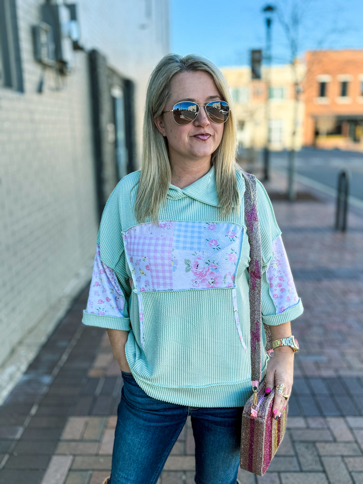 Green Patchwork Hoodie