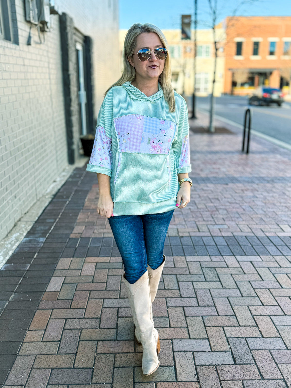 Green Patchwork Hoodie