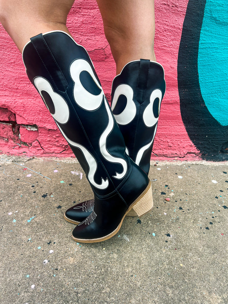 Black Cowgirl Bow Boots