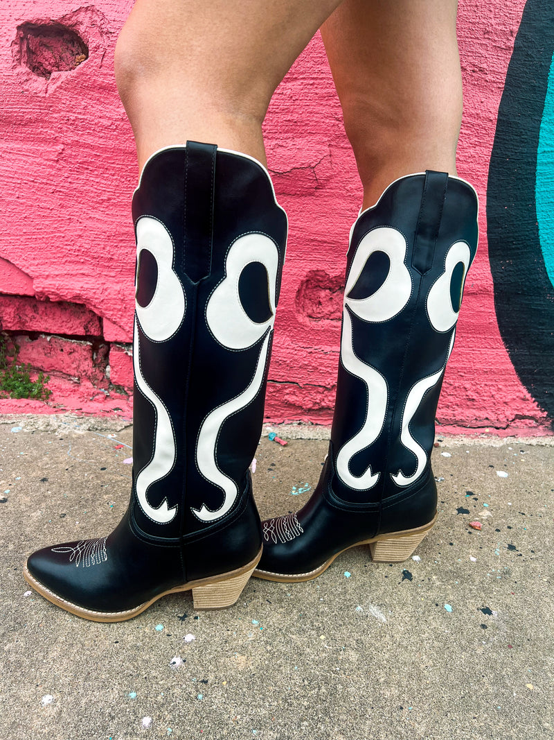 Black Cowgirl Bow Boots