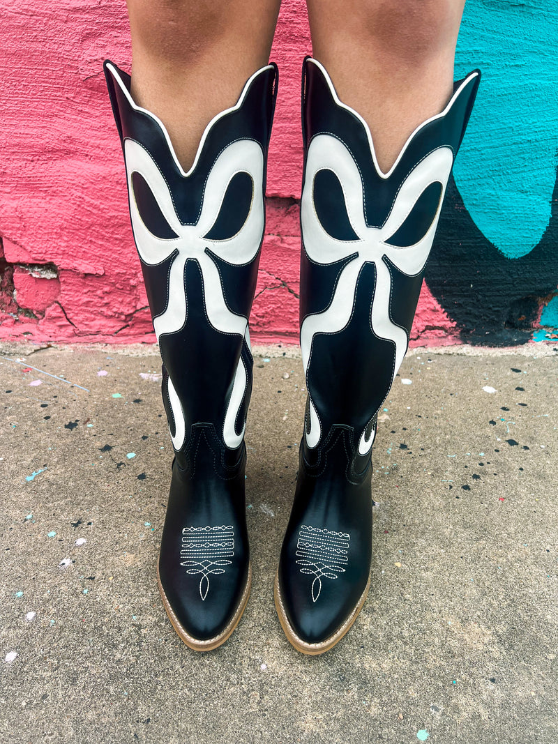 Black Cowgirl Bow Boots