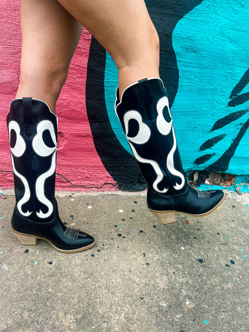 Black Cowgirl Bow Boots