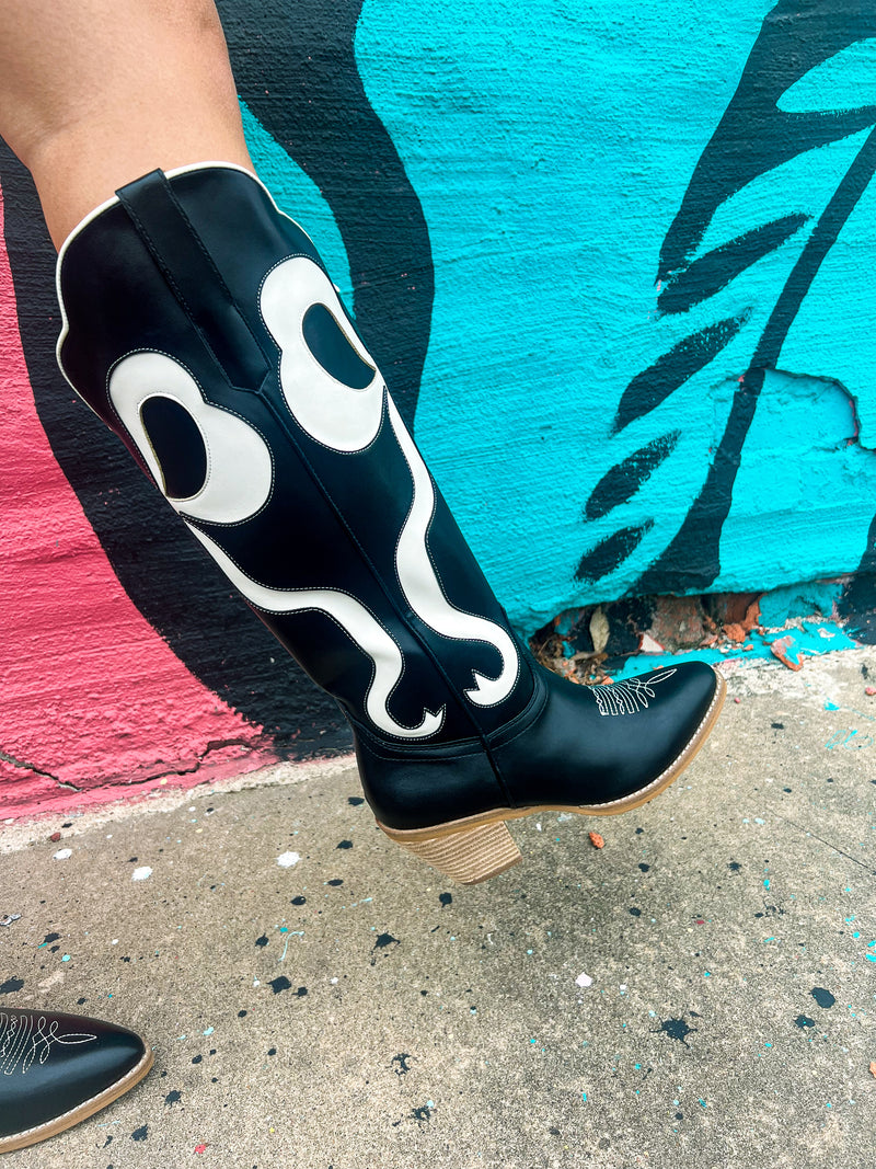 Black Cowgirl Bow Boots