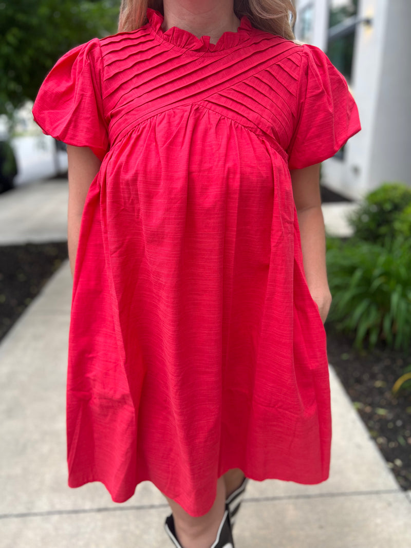 Red She & Sky Pleated Dress
