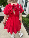 Washed V-Neck Red Dress