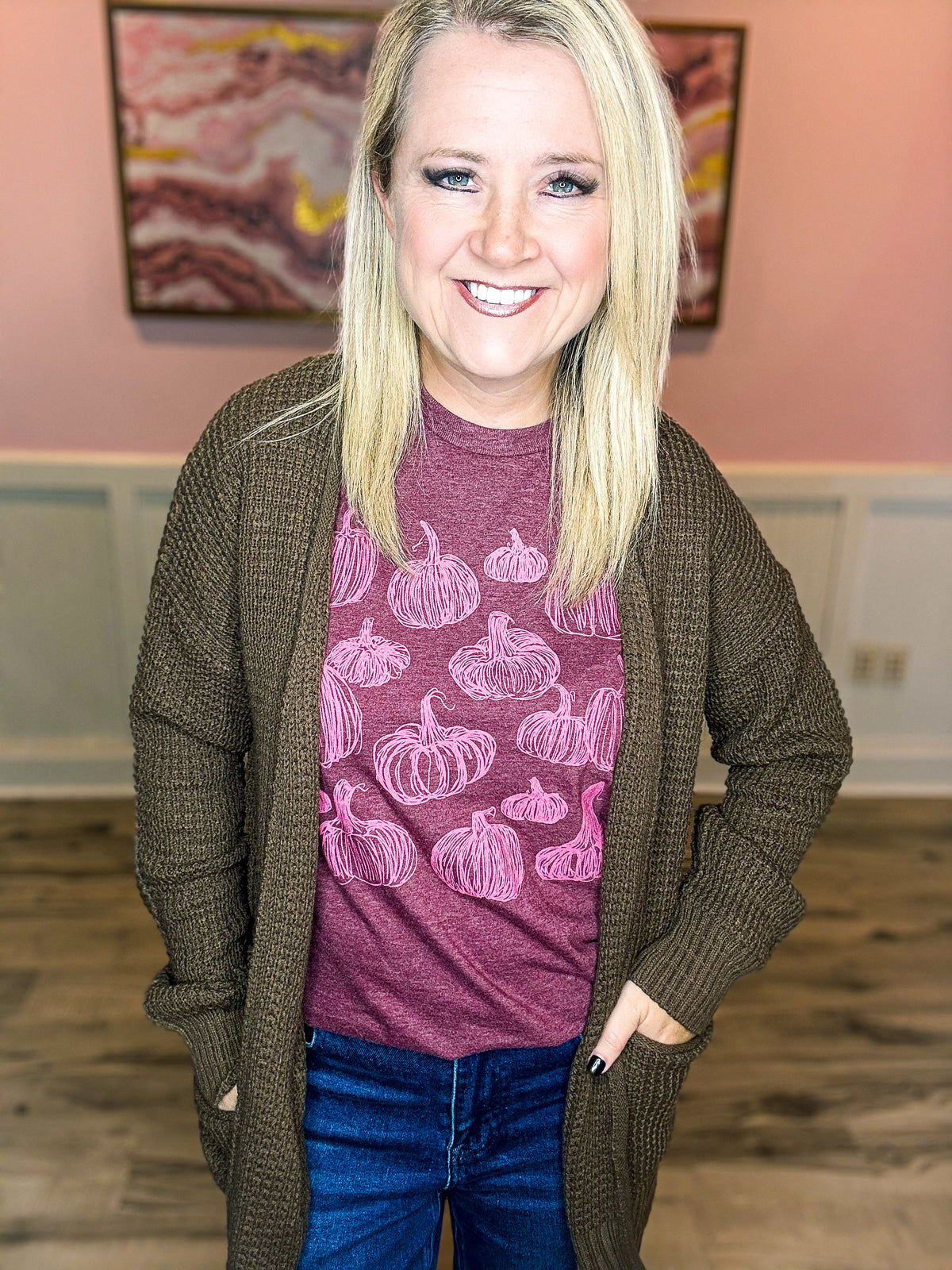 Brown Waffle Knit Cardigan-Zenana