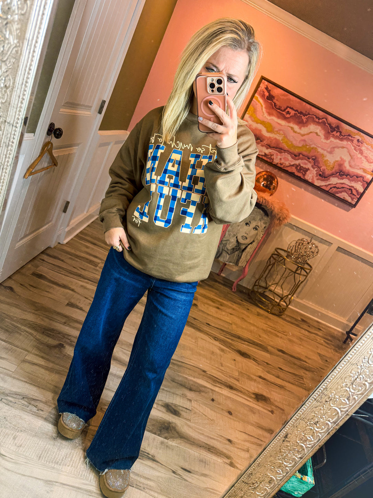 Brown Thankful Plaid Sweatshirt