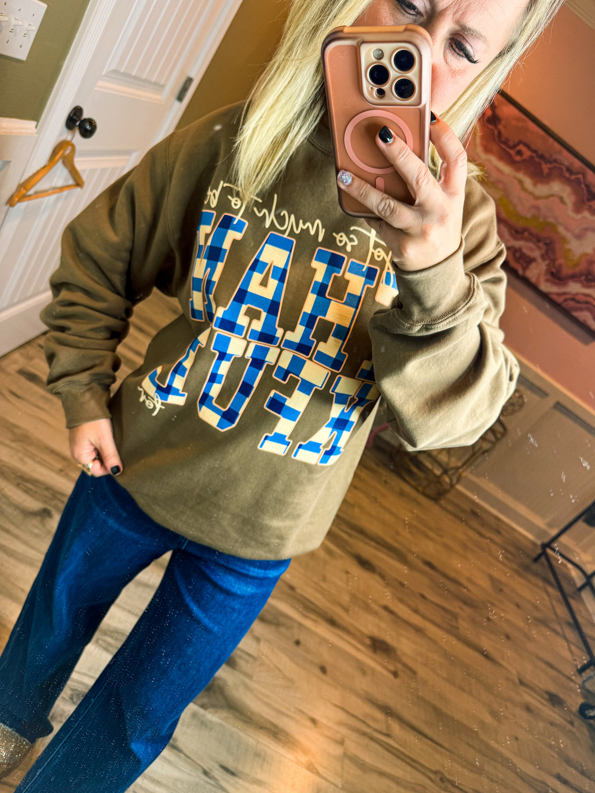 Brown Thankful Plaid Sweatshirt