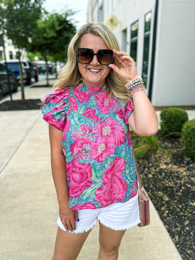 Pink & Teal Top