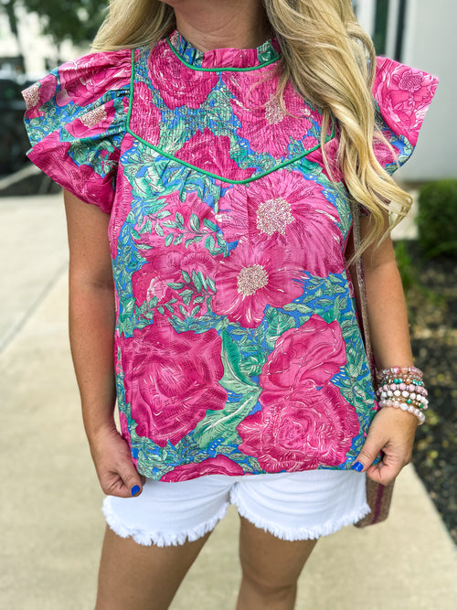 Pink & Teal Top