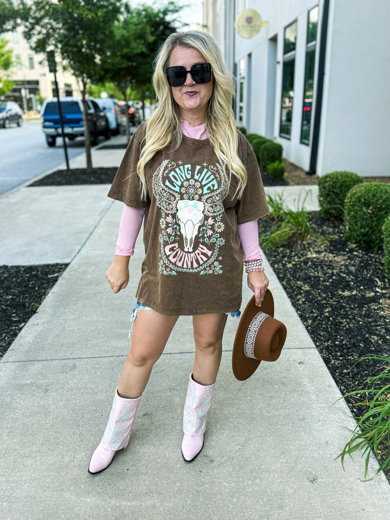 Brown Cowskull Tee