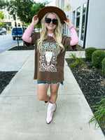 Brown Cowskull Tee
