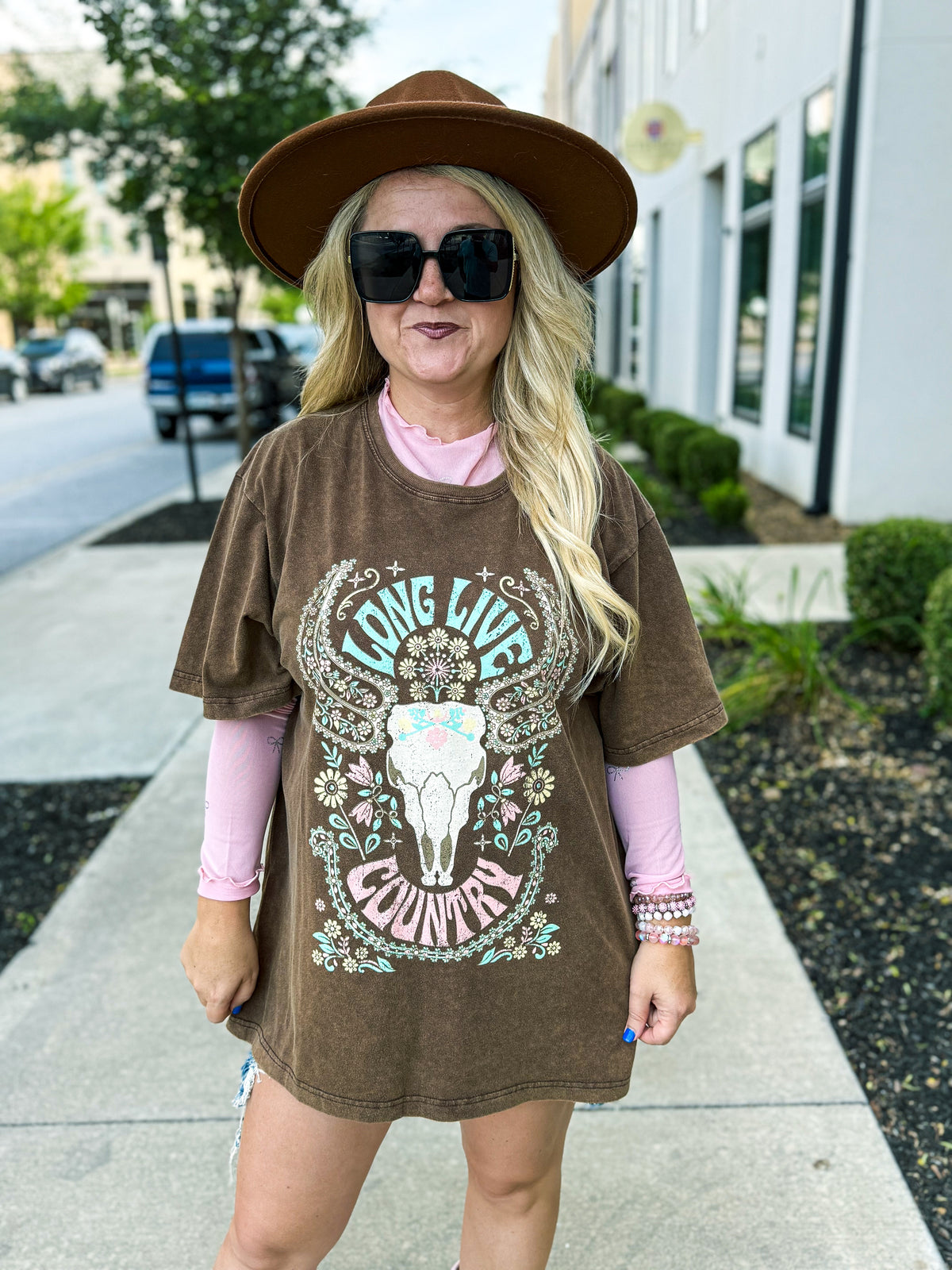 Brown Cowskull Tee