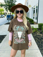 Brown Cowskull Tee