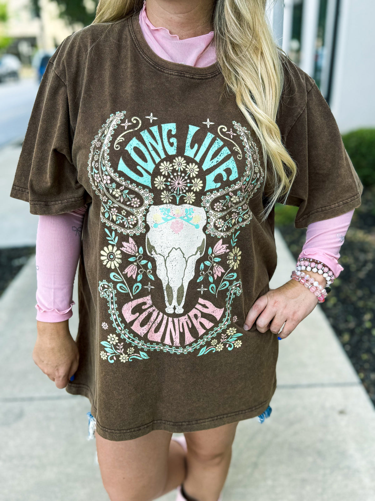 Brown Cowskull Tee