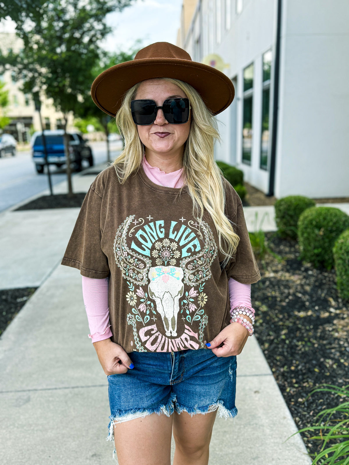 Brown Cowskull Tee