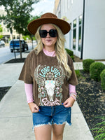 Brown Cowskull Tee
