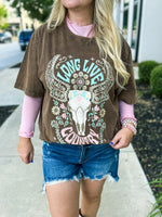 Brown Cowskull Tee