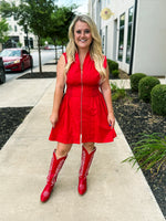 Red Front Zip Dress-Umgee