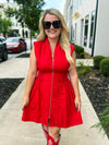 Red Front Zip Dress-Umgee