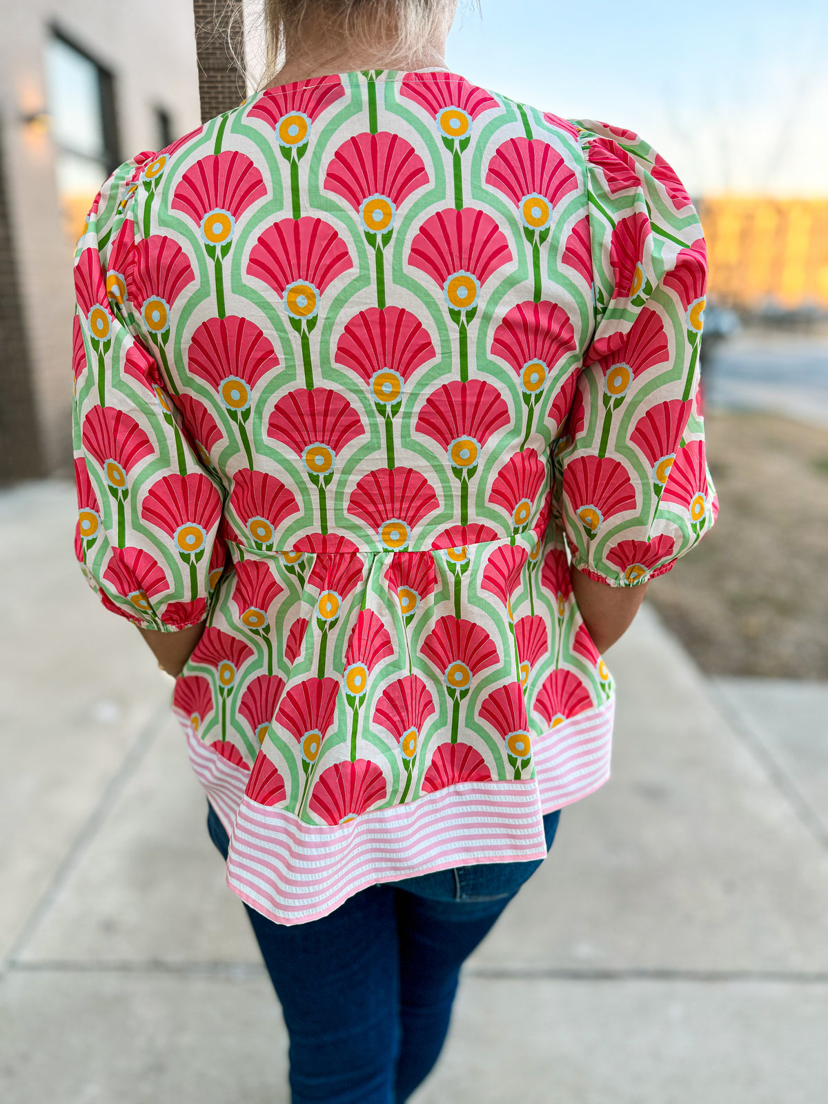 She & Sky Spring Top-Pink