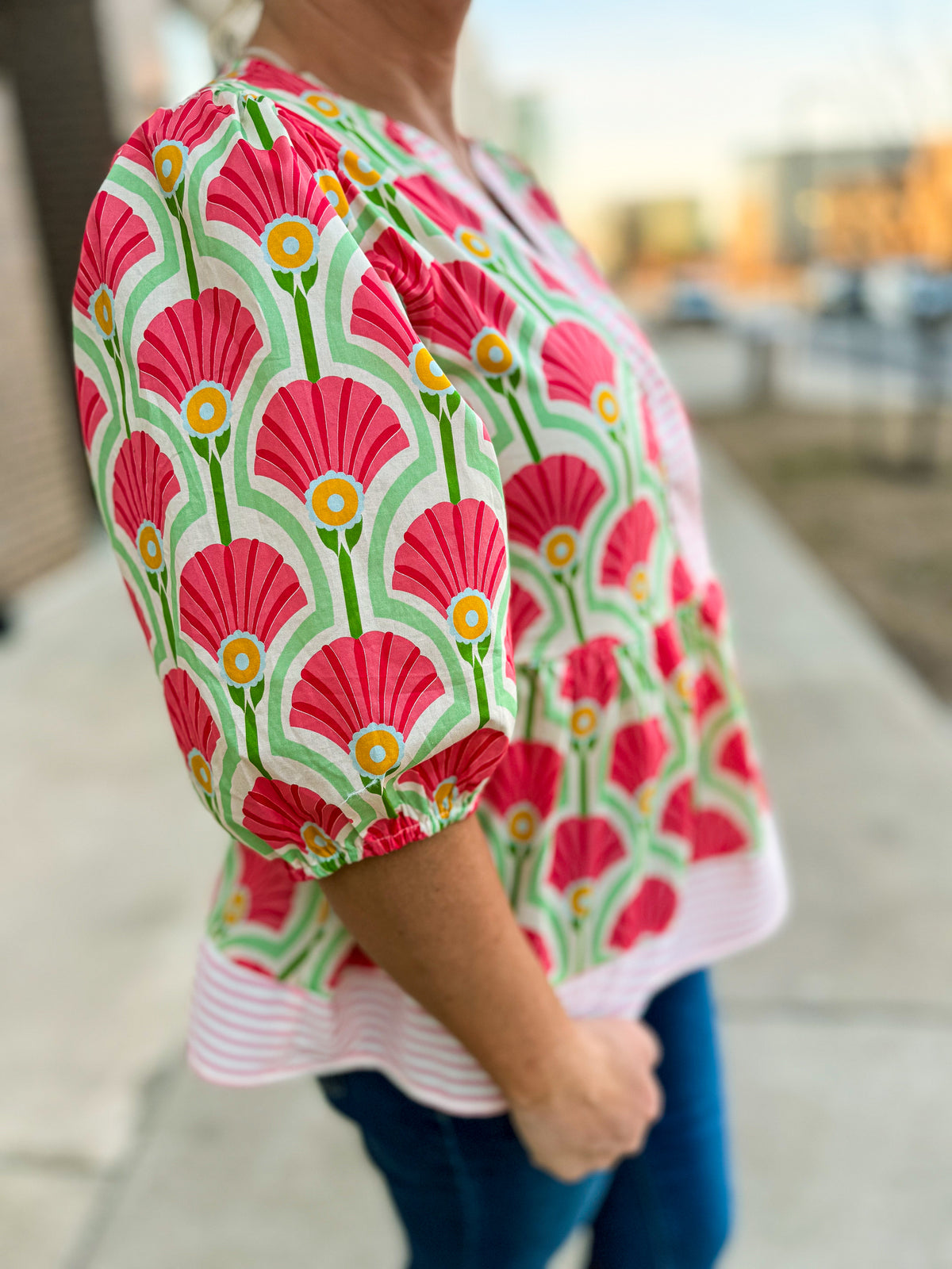 She & Sky Spring Top-Pink