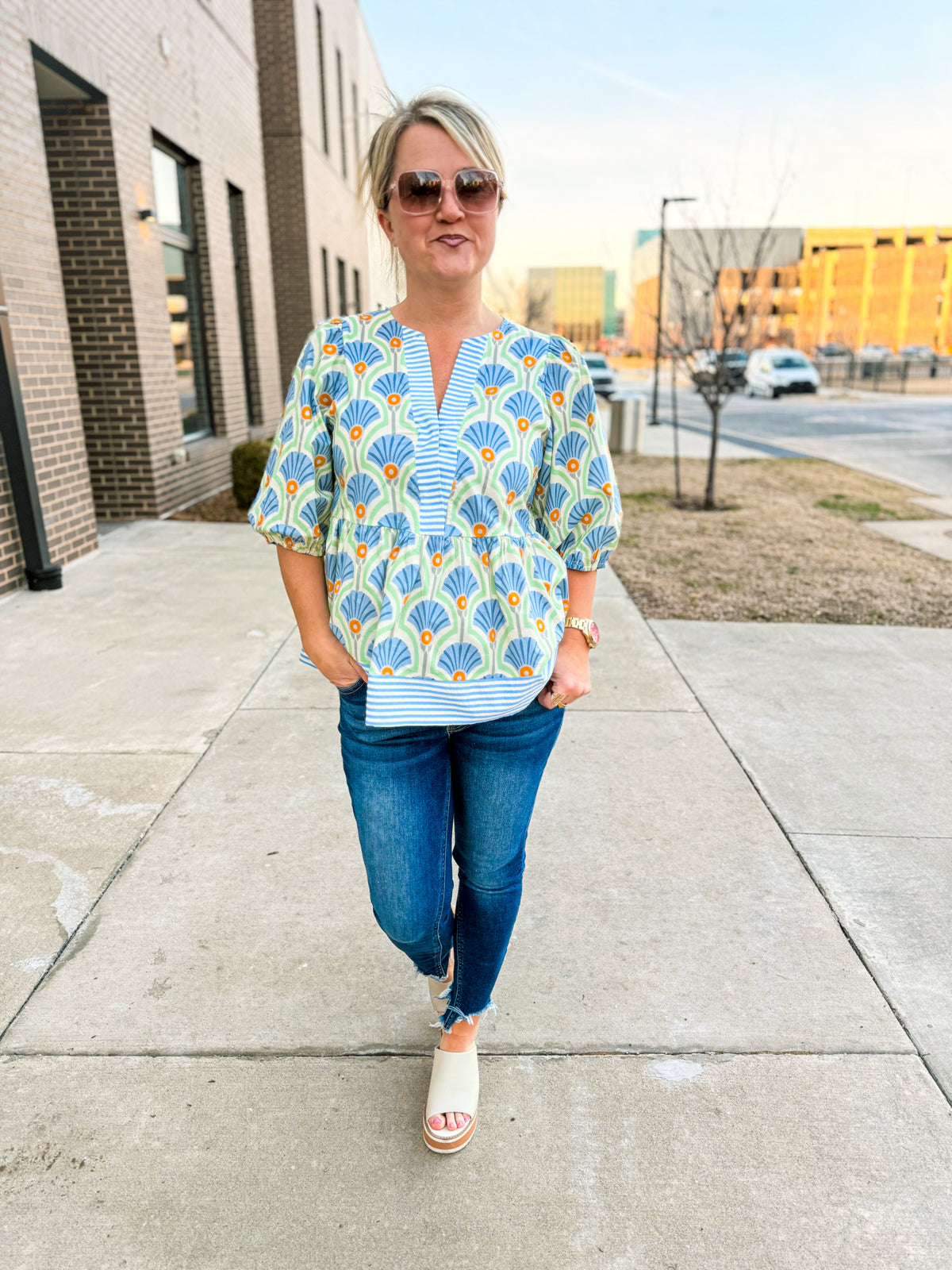 She & Sky Spring Top-Blue